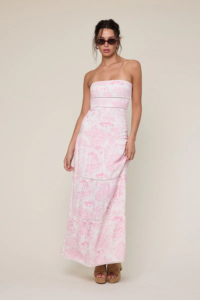 Amalfi White and Pink Floral Maxi Dress
