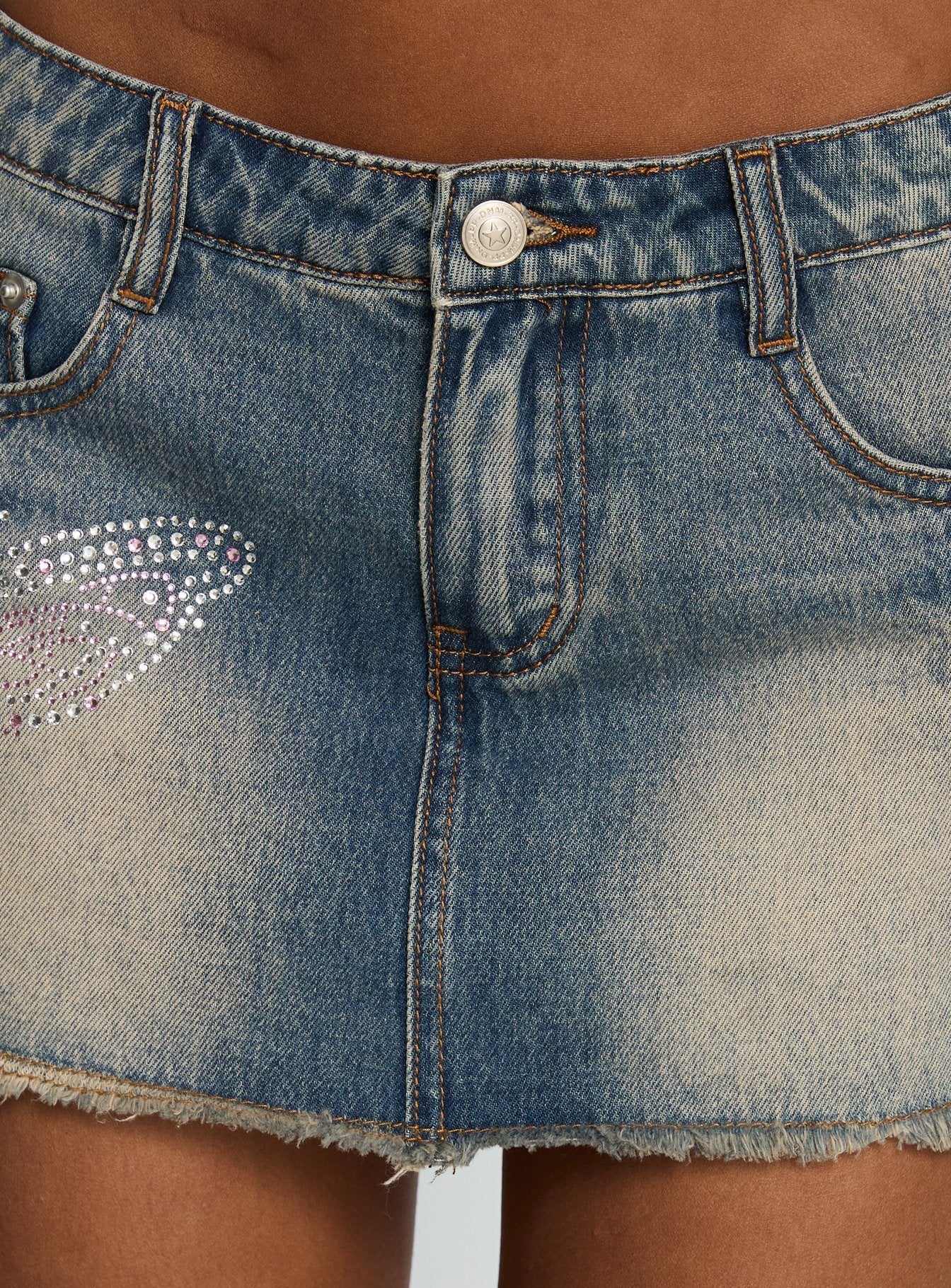 Second Guessing Butterfly Diamante Skort Blue