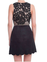 Hello Mademoiselle Black Suede Wrap Mini Skirt