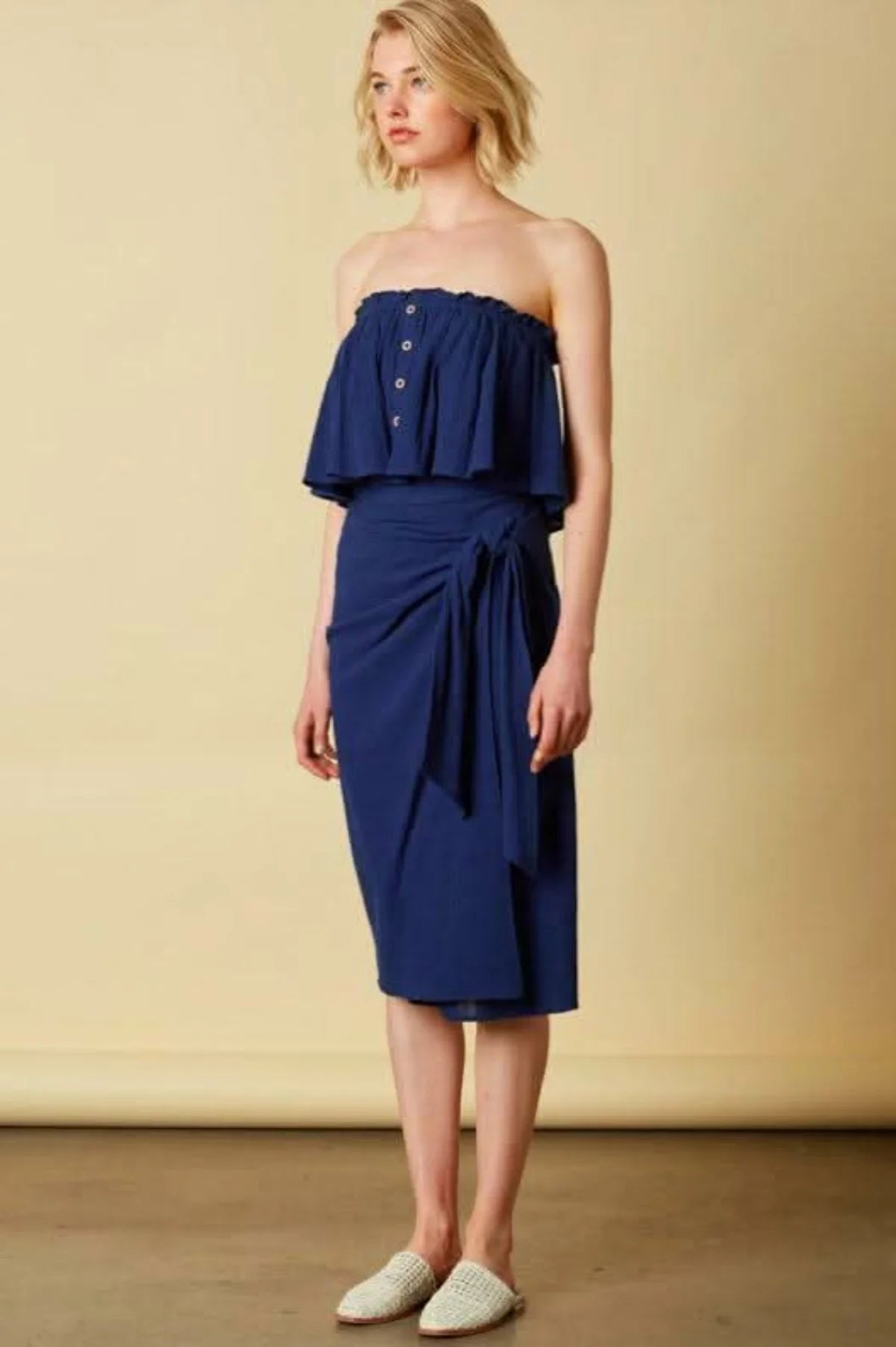 Lagoon Navy Strapless Two Piece Midi Dress Set