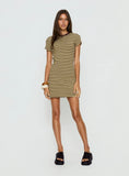 Settle Down Short Sleeve Mini Dress Yellow Stripe