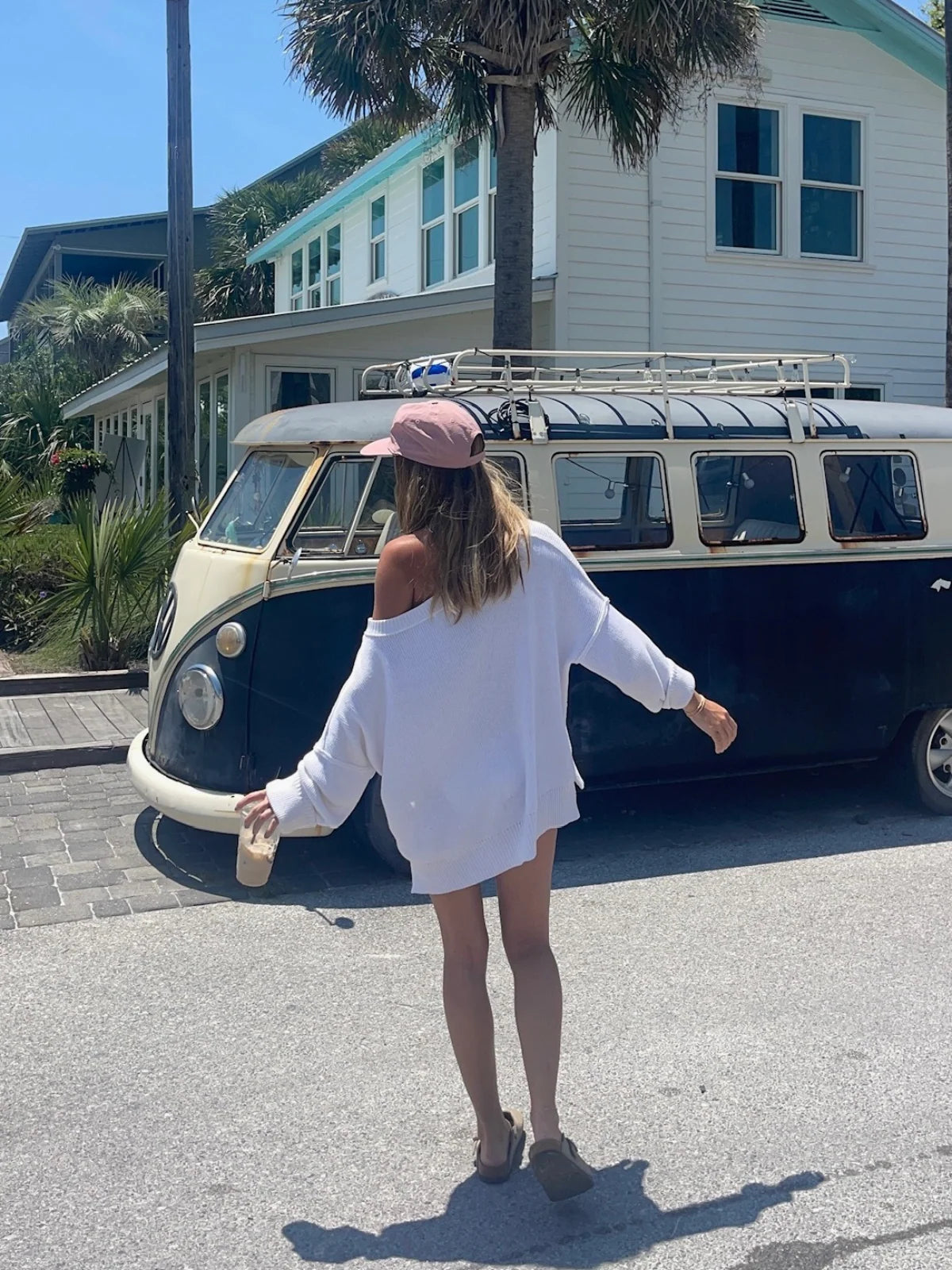 Land of Free White Oversized American Flag Sweater