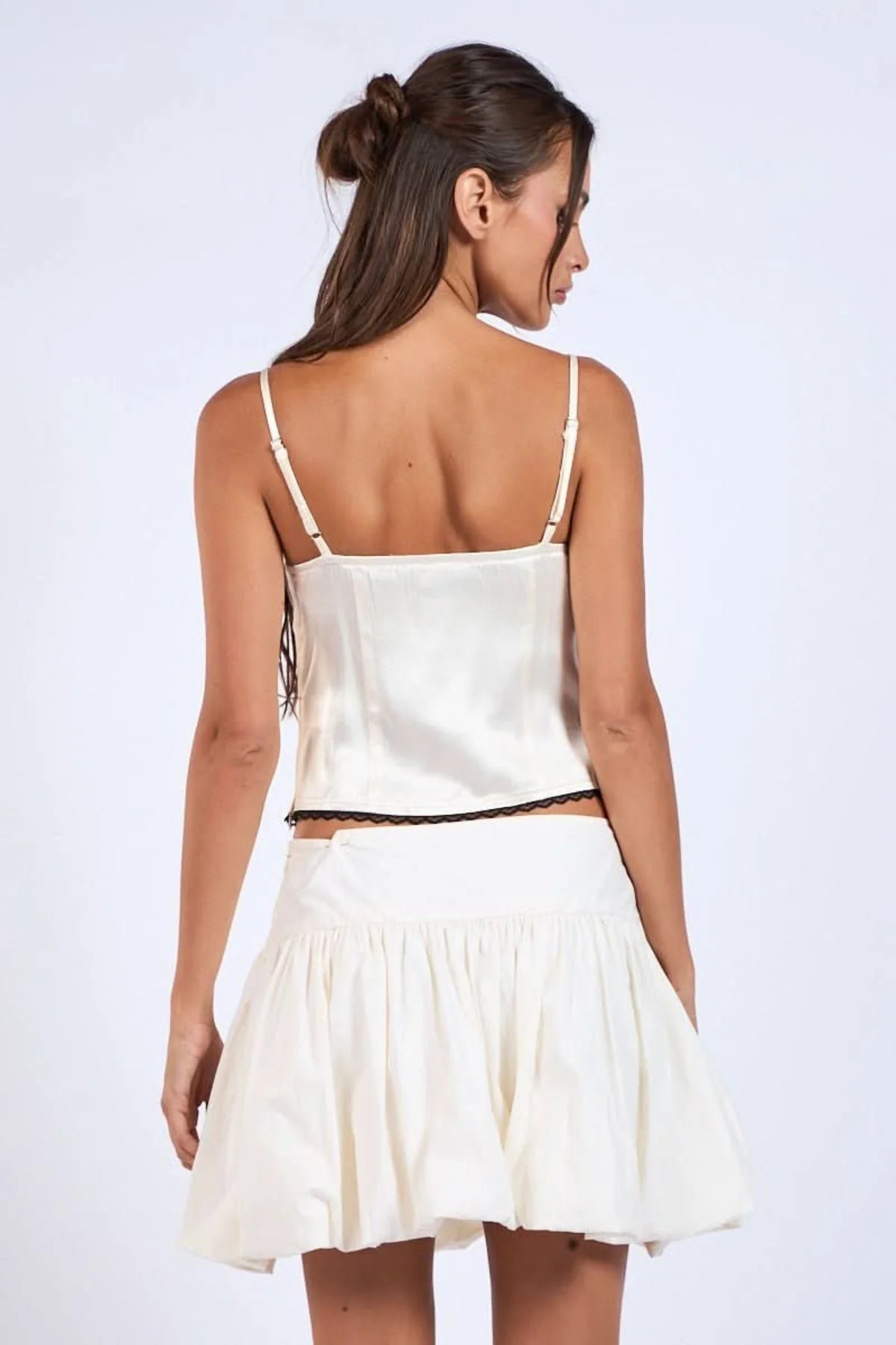 Emery White Satin Lace Cami Top