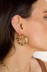 Ettika Soft Golden Textured 18K Gold Plated Hoop Earrings