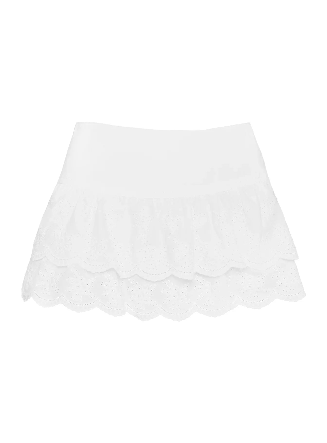 Sweetheart Broiderie Skort White