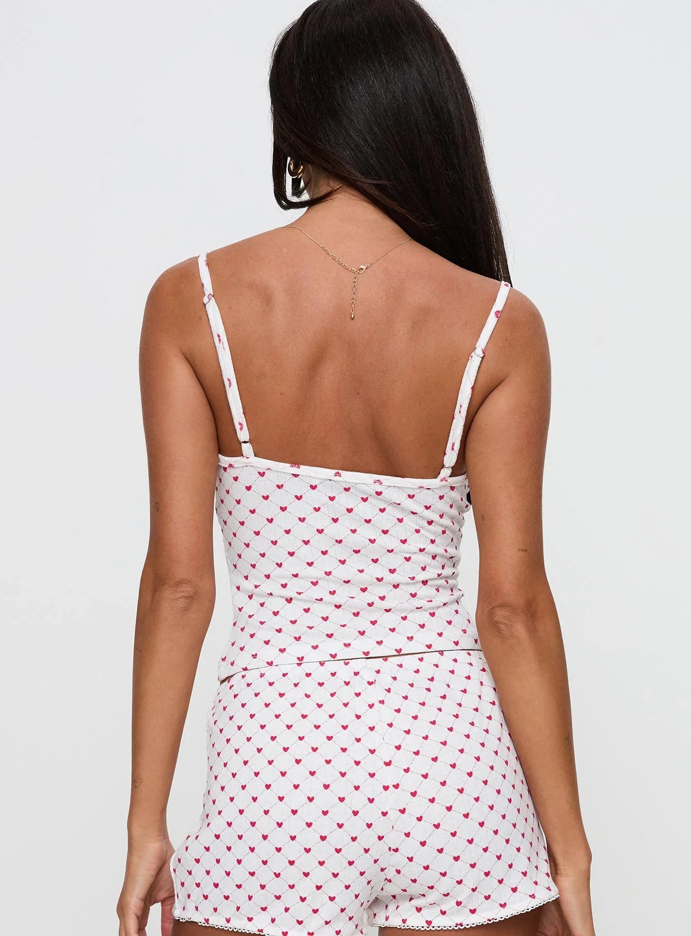 Lullabies Pointelle Cami Top White Red