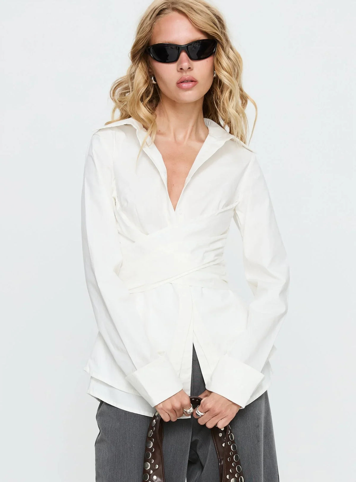Shapeshifter Twist Long Sleeve Shirt White