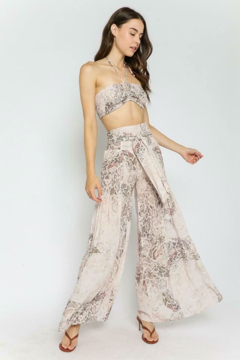 By The Shore Taupe Snake Two Piece Jumpsuit