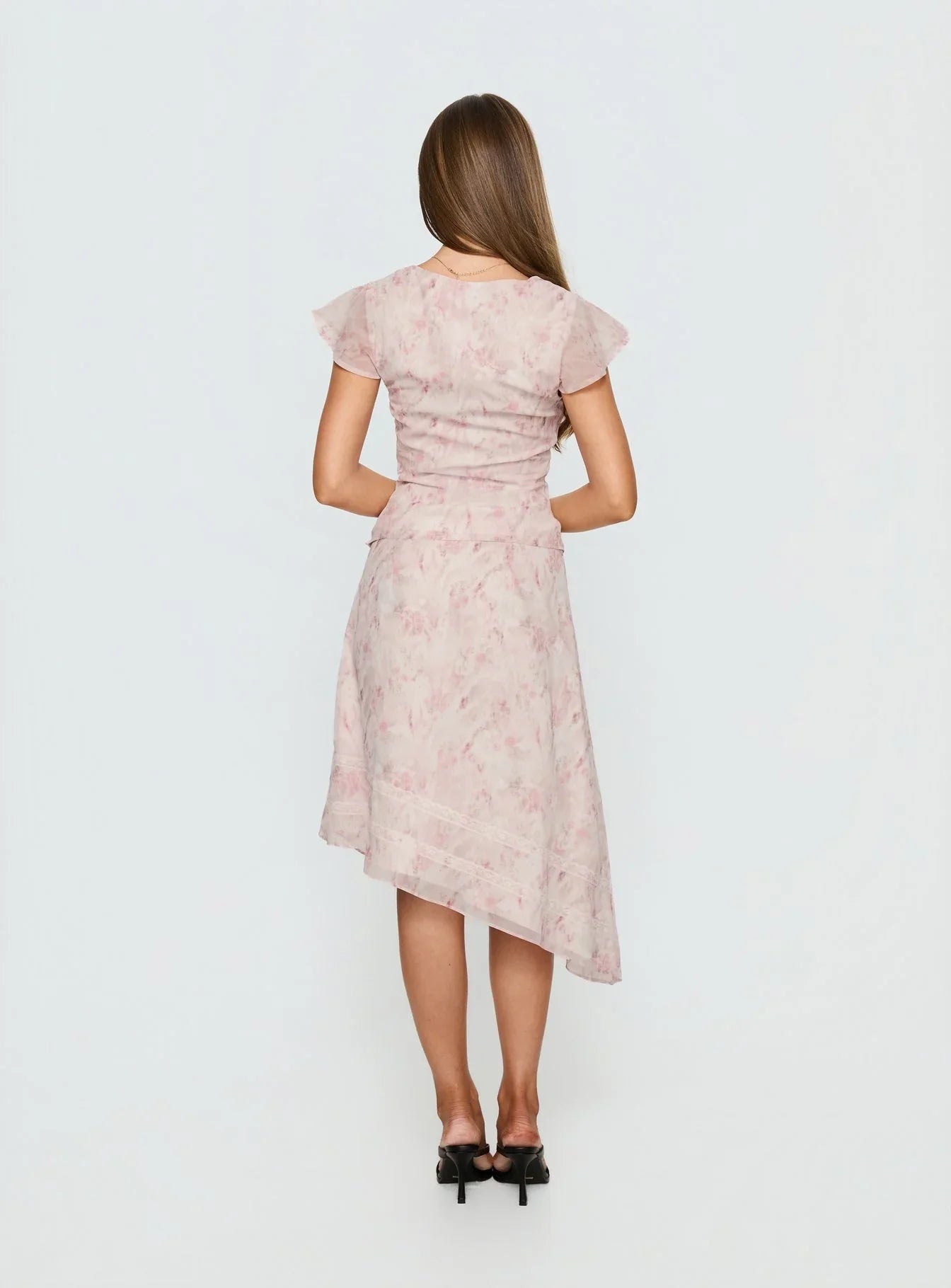 Avaline Asymmetrical Midi Skirt Pink