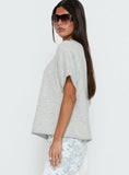 Kourta Off Shoulder Oversized Knit Top Grey Marle
