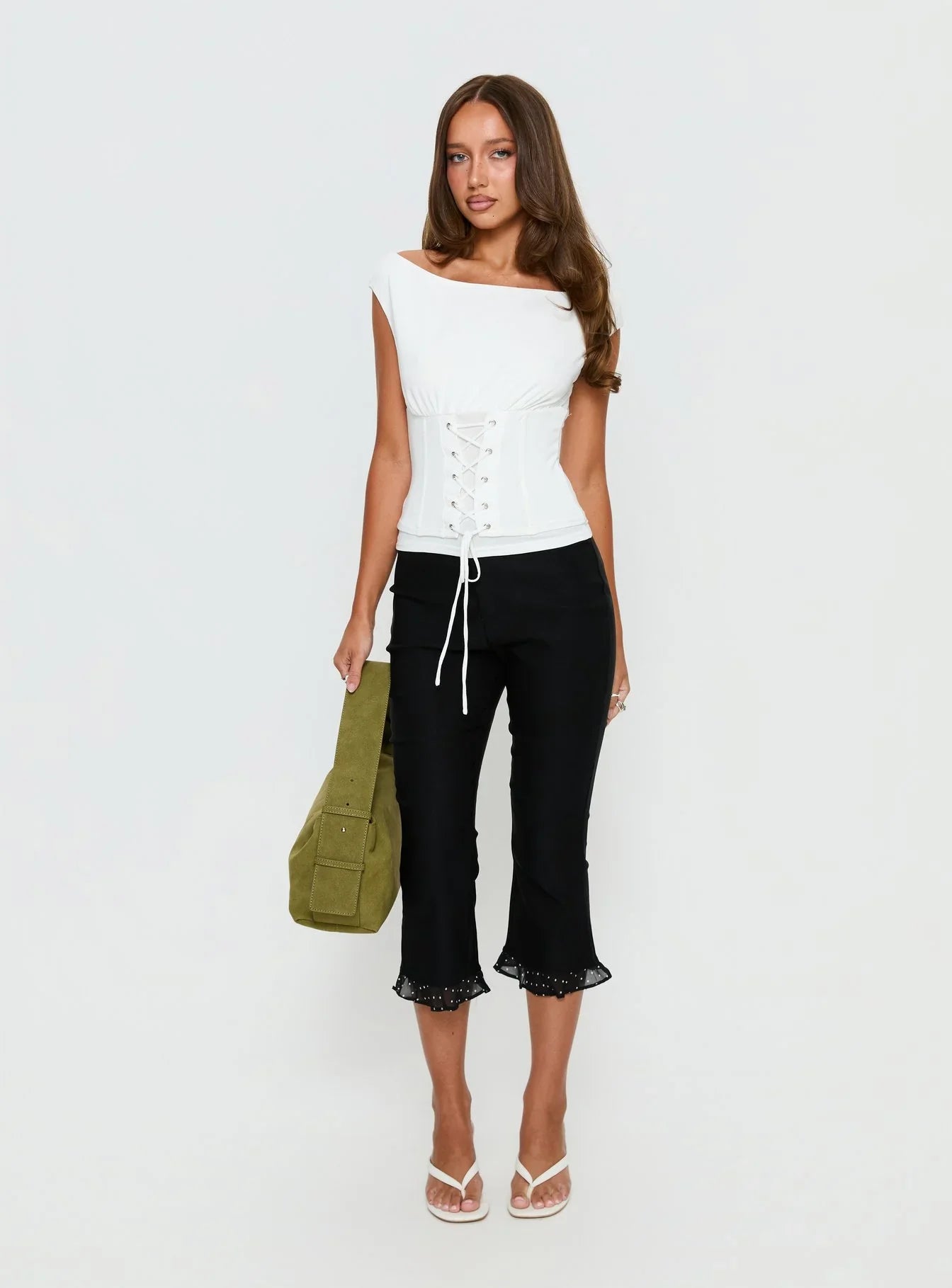 Unbothered Corset Top White