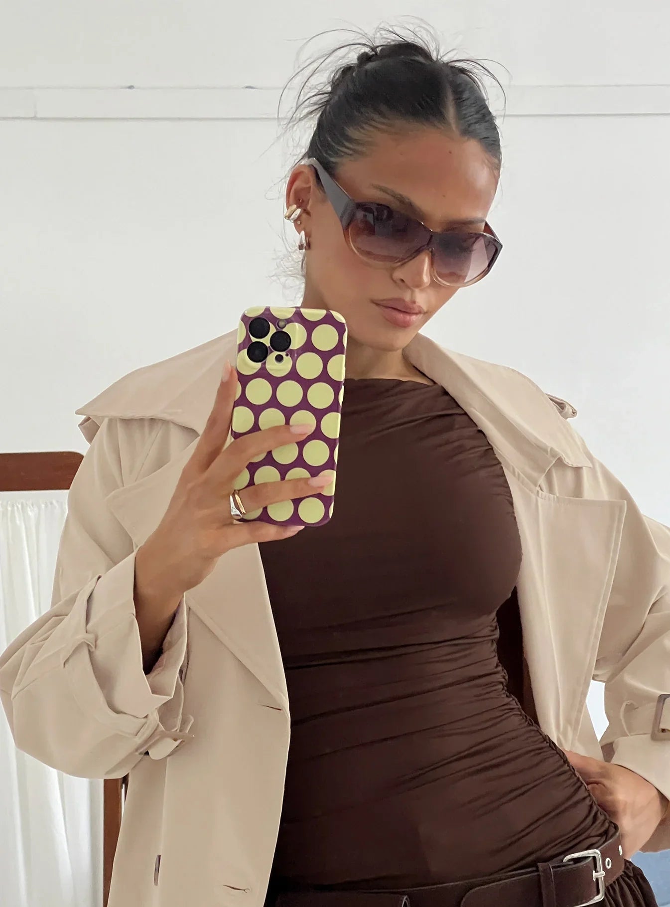Evyna iPhone Case Yellow Plum Polka Dot