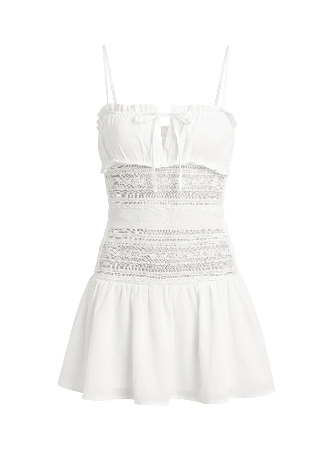 Christobela Drop Waist Lace Mini Dress White