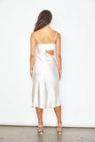 After Party Champagne Satin Midi Dress