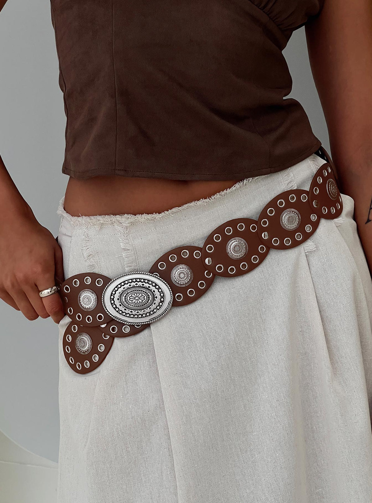 Sacrifices Belt Brown Silver