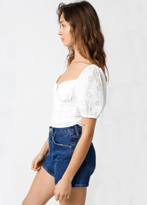 Carter White Eyelet Puff Sleeve Top