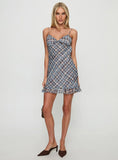Milada Frill Hem Mini Dress Blue Multi