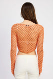 Saturday Sun Orange Crochet Front Tie Crop Top