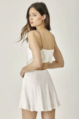 Selma White Satin Two Piece Mini Dress