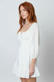Enchanting White Three Quarter Sleeve Mini Dress