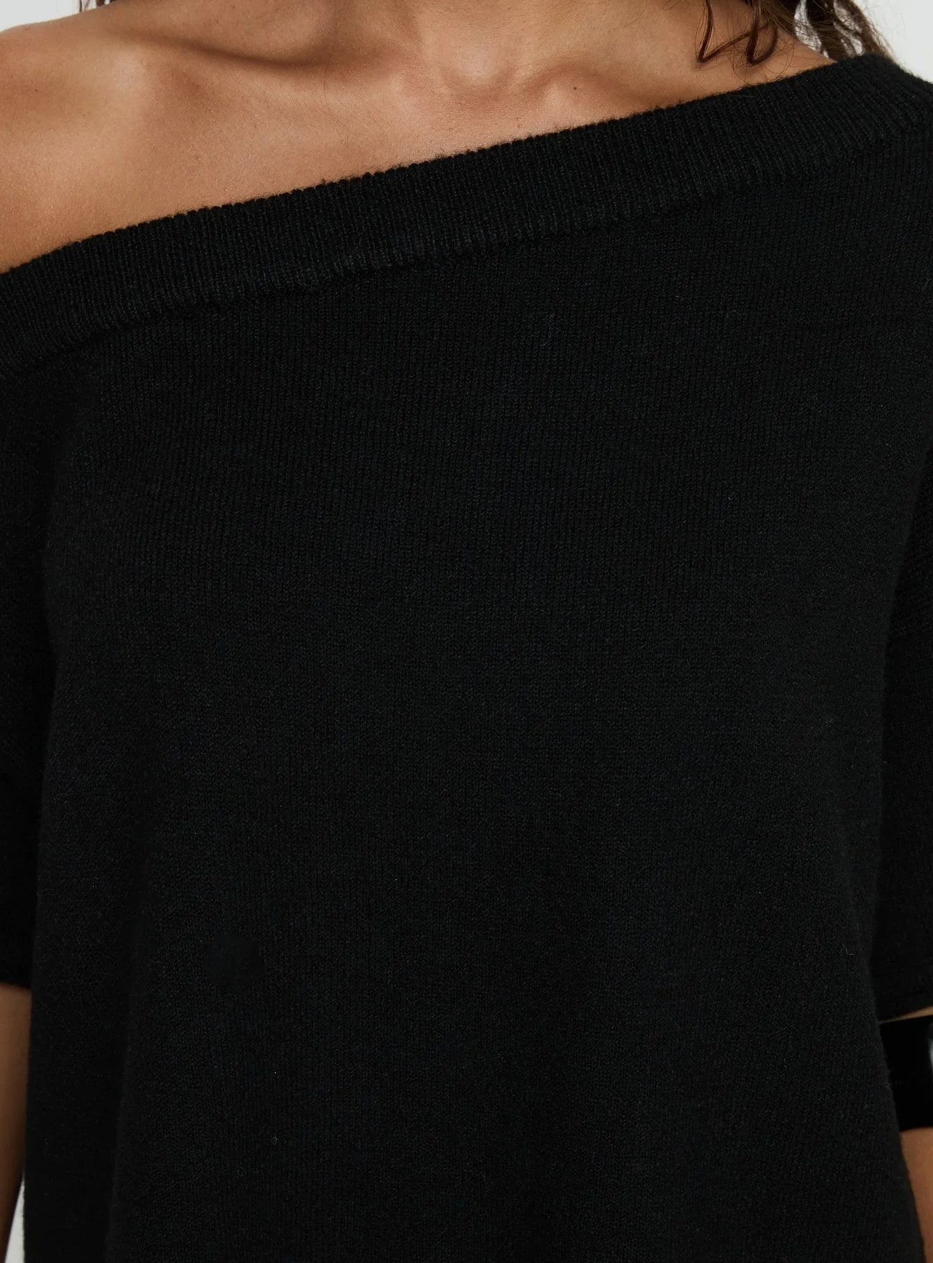Kourta Off Shoulder Oversized Knit Top Black