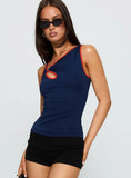 Oh So Tempting Cut Out Top Navy Red
