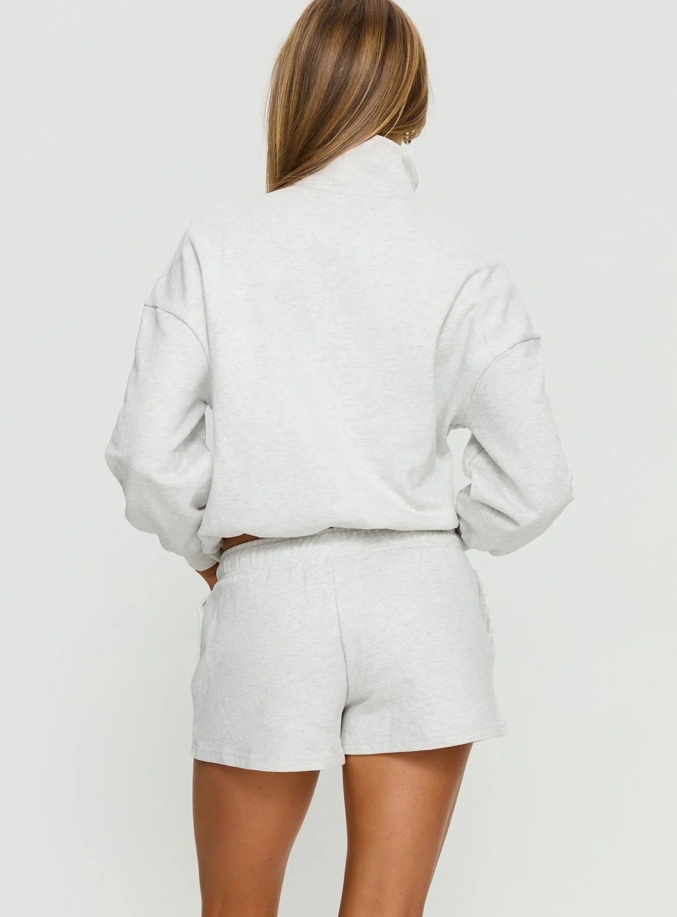 Haelie Fleece Shorts Grey Marle