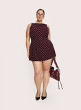 Kherin Boat Neck Romper Wine Polka Curve