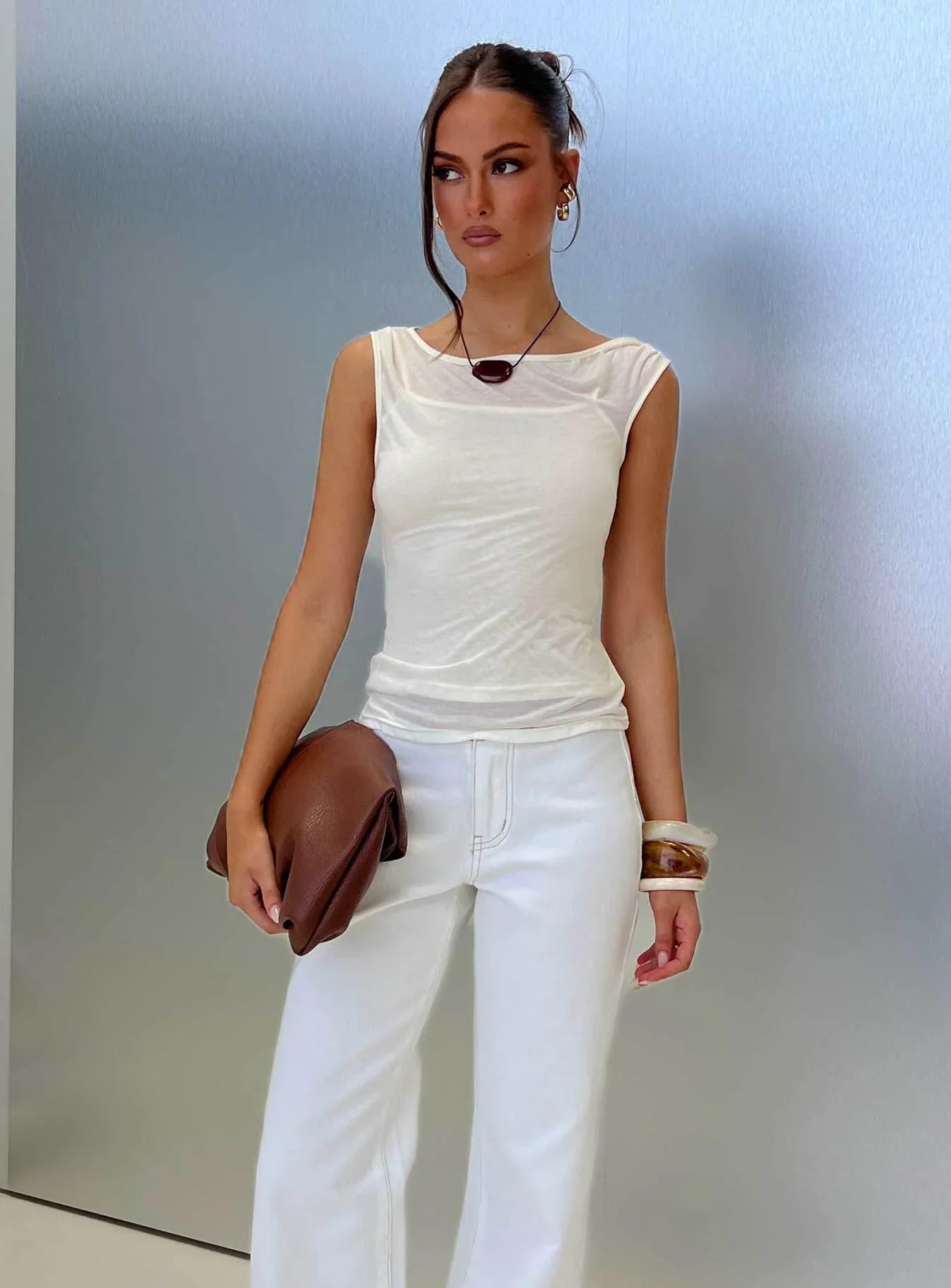Skaia Layered Sheer Top Cream