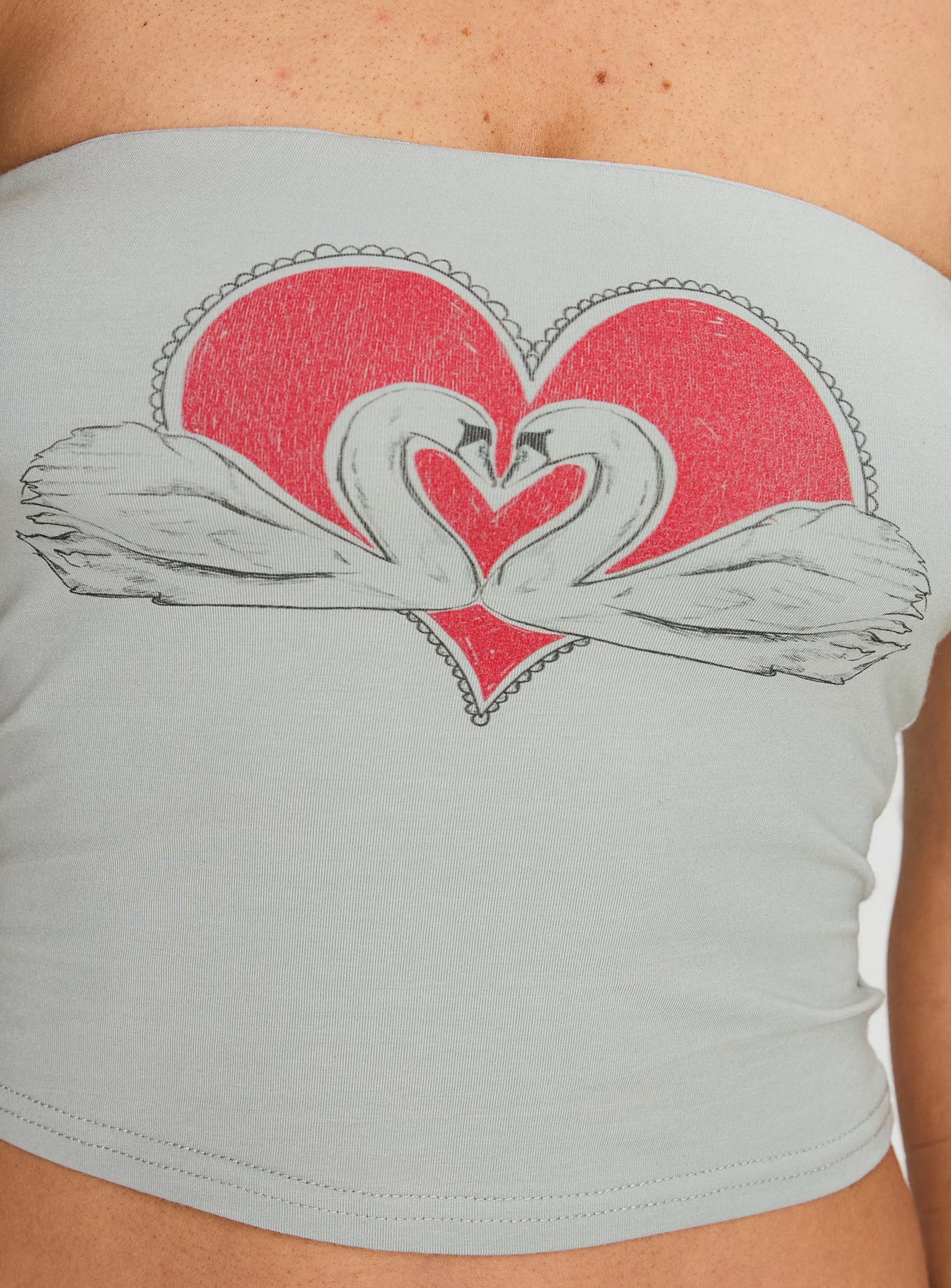 Swan Song Strapless Top Blue Grey