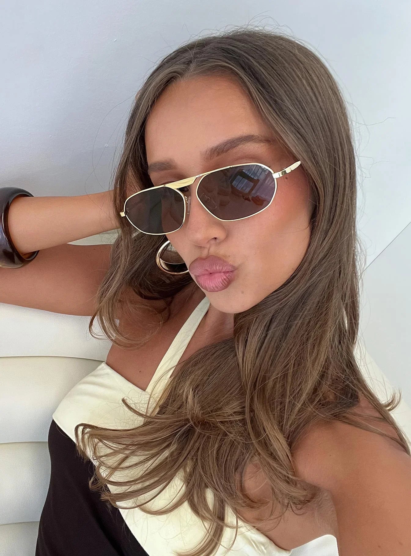 Elegance Sunglasses Gold Brown
