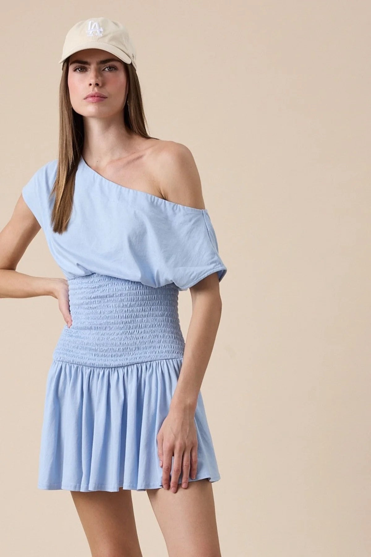 Roya Light Blue Drop Waist Mini