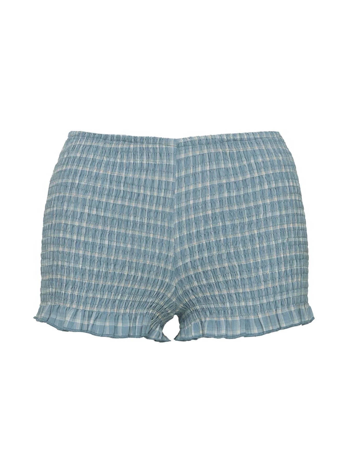 Jukebox Shirred Micro Shorts Blue