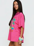 Santa Monica Beach Oversized Graphic Tee Washed Pink