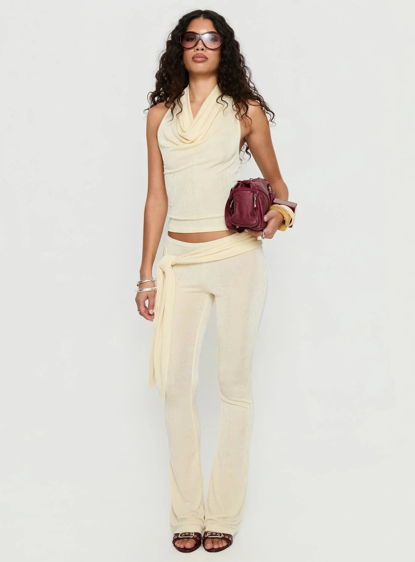 Butterfly Tie Detail Pants Lemontini