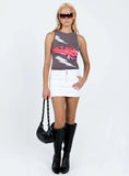 Faya Low Rise Denim Mini Skirt White