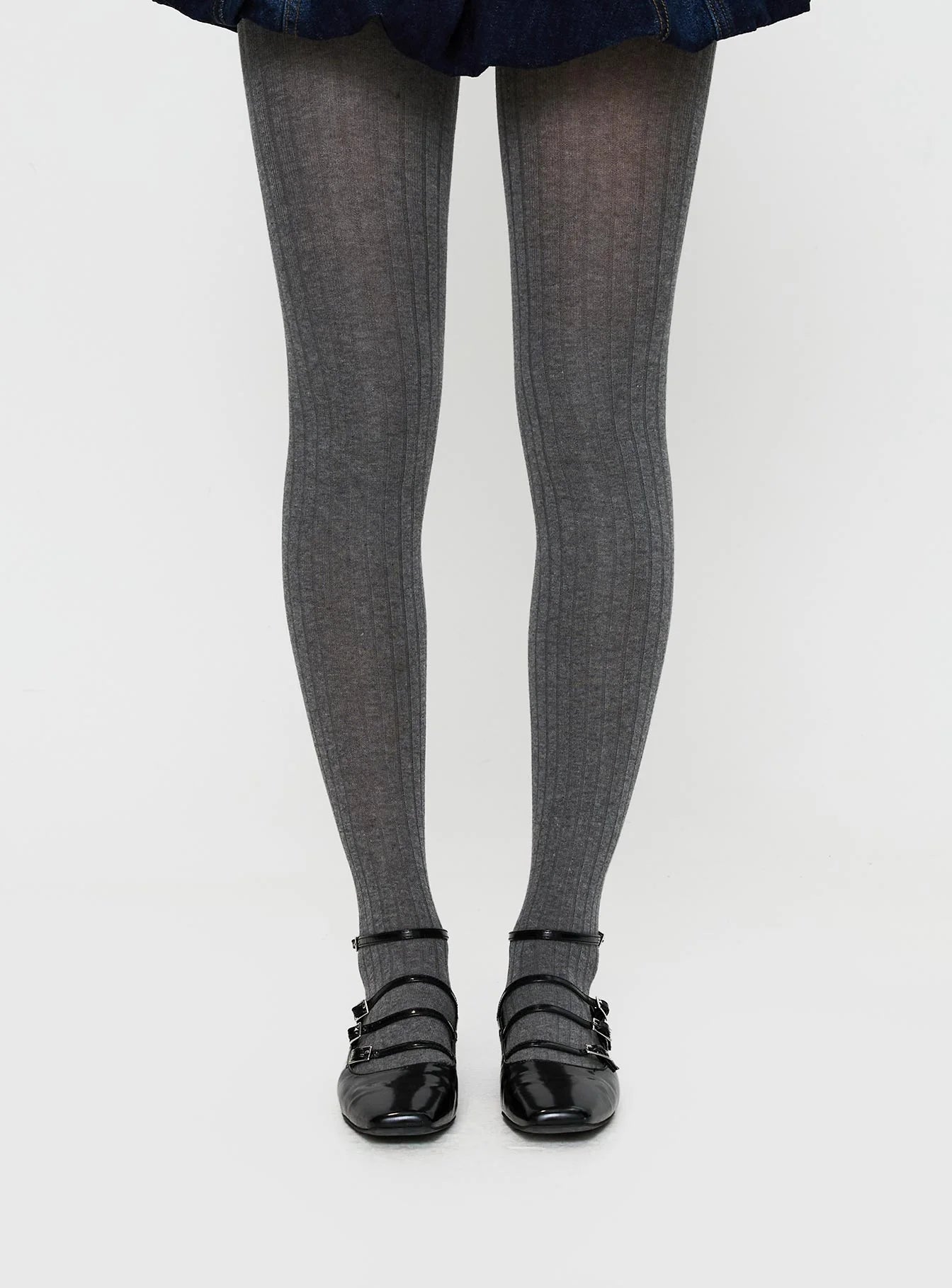 Flashback Ribbed Stockings Grey