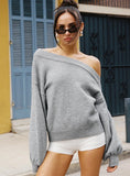 Noble Off The Shoulder Sweater Grey