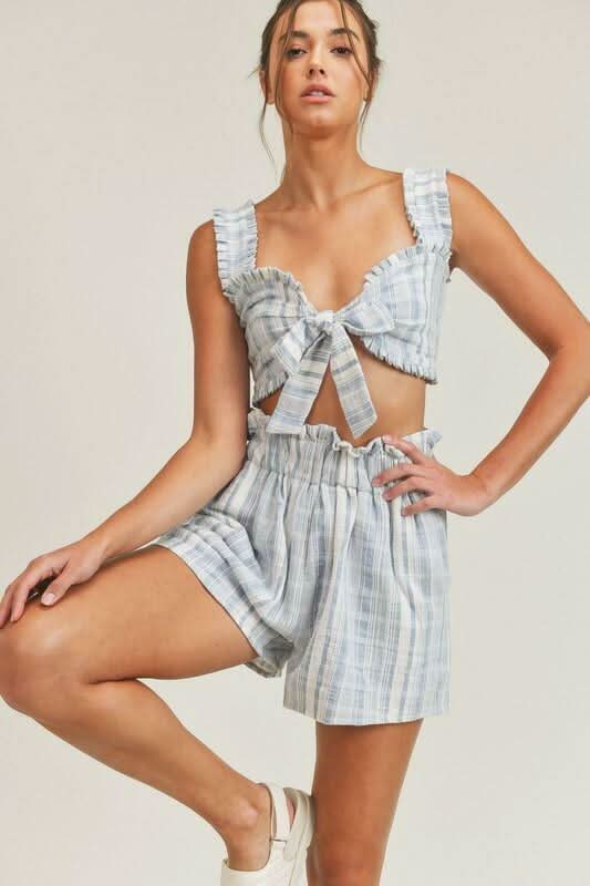 Beach House Blue and White Striped Two Piece Romper