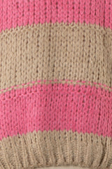 Poppy Beige and Pink Striped Oversized Sweater