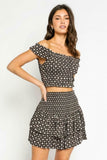 Meet Me Later Black Coin Print Two Piece Ruffle Mini Dress