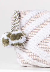 Leila White and Taupe Diamond Motif Makeup Bag