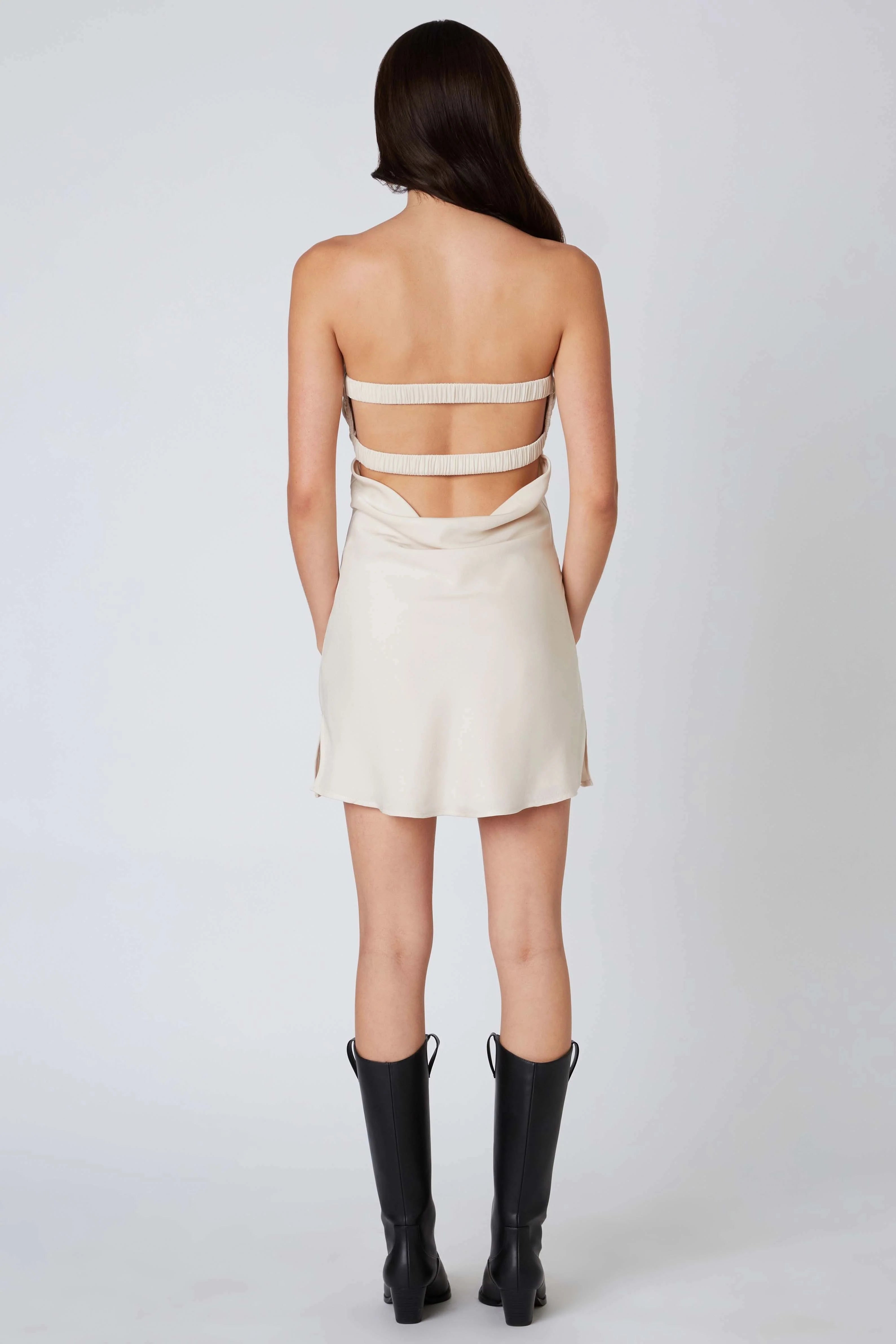Gianna Ivory Satin Strapless Mini Dress