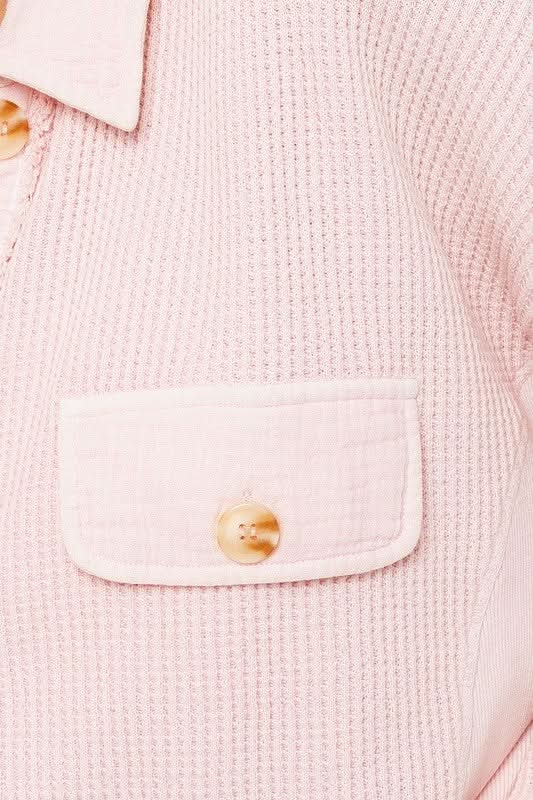 Brooke Pink Waffle Knit Shacket