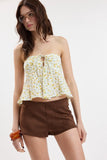 Briley Yellow Floral Strapless Babydoll Top
