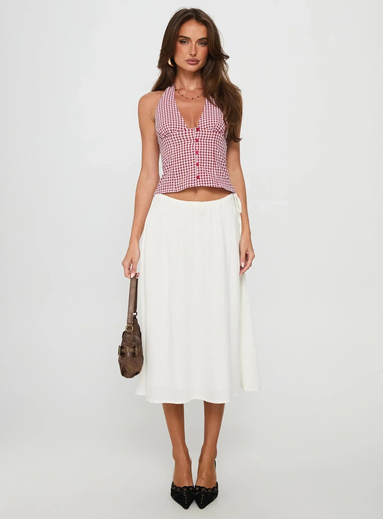 Isolda Halter Top Red Check