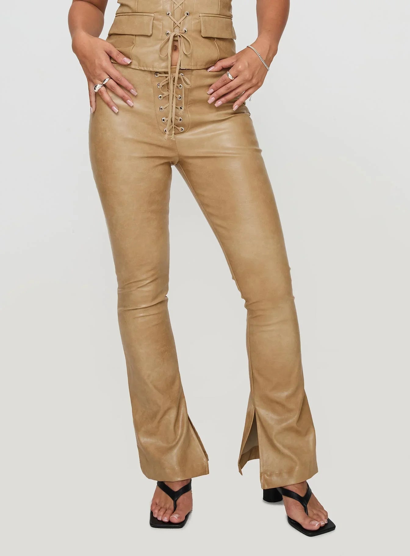 Roddie Lace Up Pants Brown