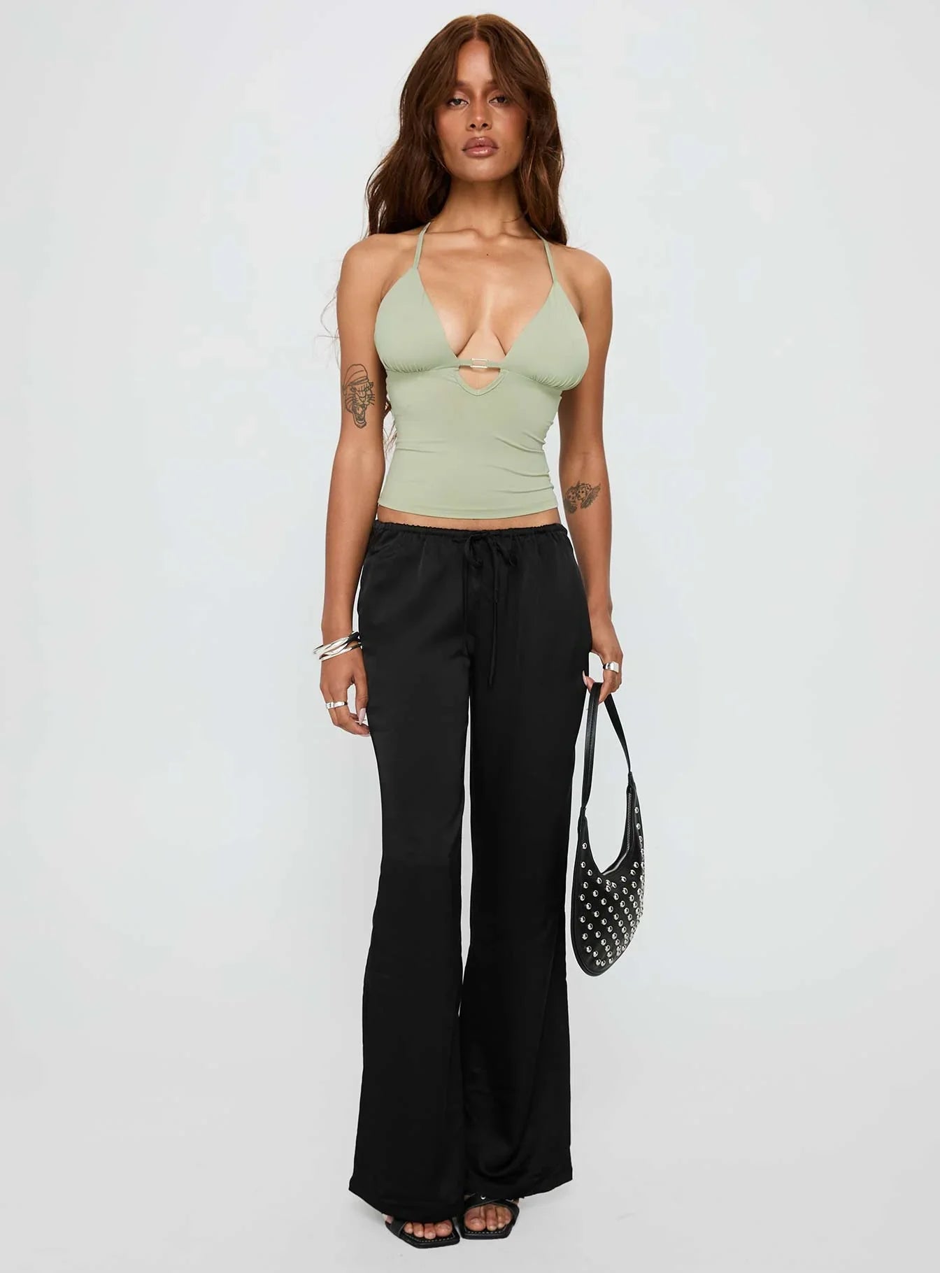 Norwalk Plunge Neck Top Sage
