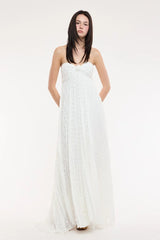 Willow White Clip Dot Strapless Maxi Dress