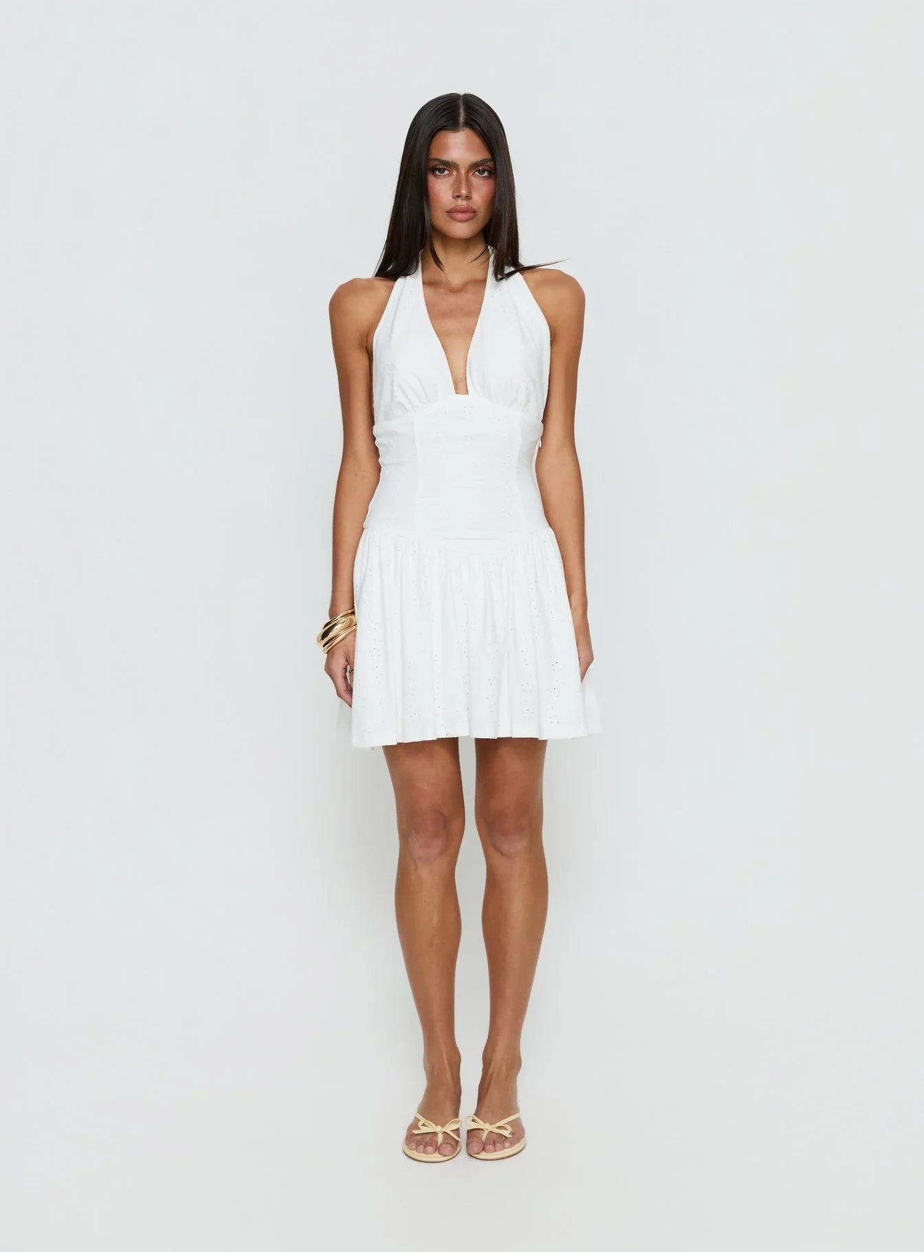 Imojen Halter Mini Dress White